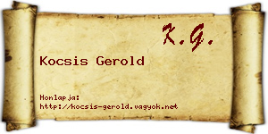 Kocsis Gerold névjegykártya